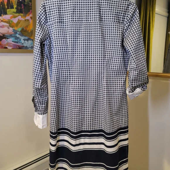 Ann Taylor Navy And White Collared Shift Dress Size S - Picture 3 of 8